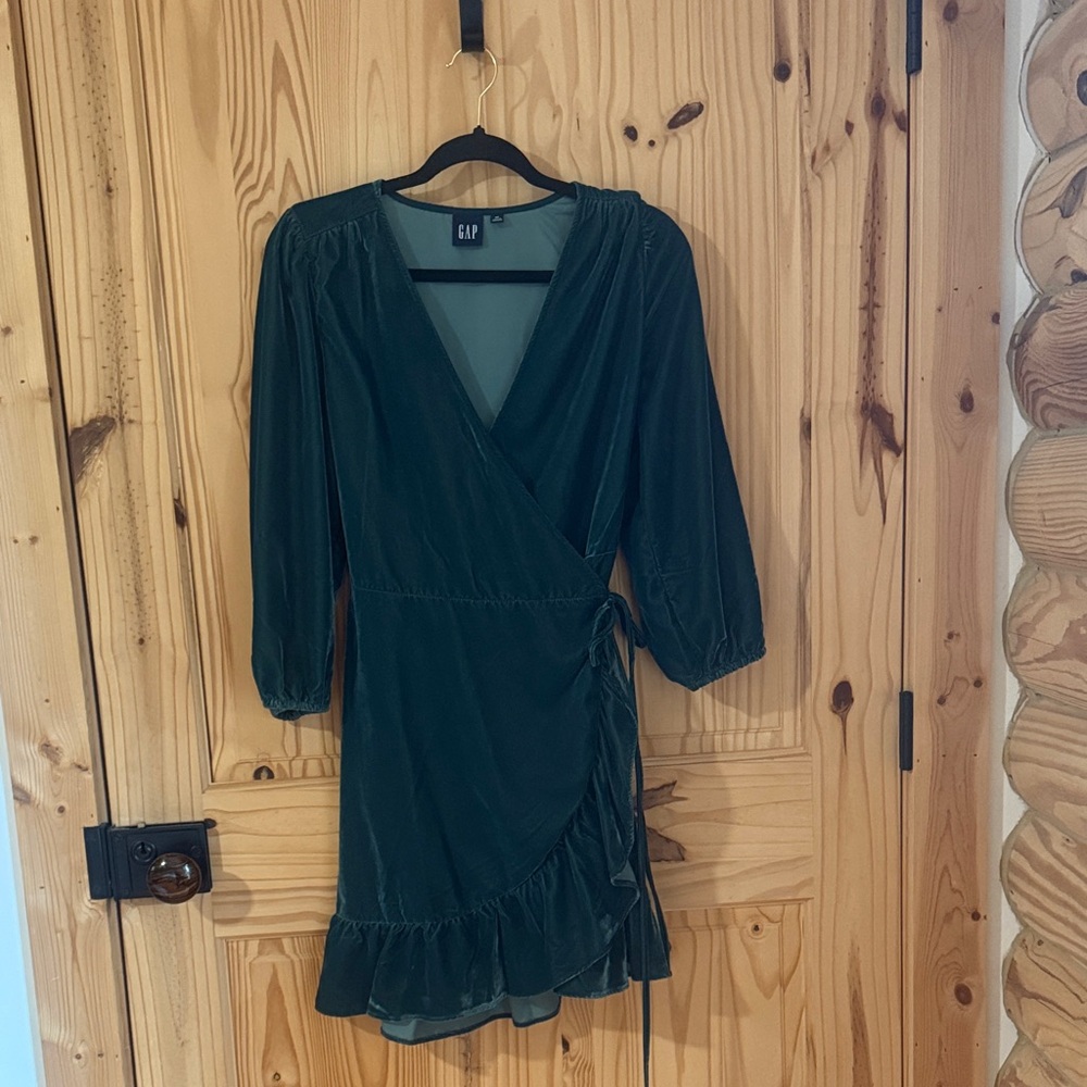 GAP Women's Dark Green Long Sleeve Wrap Dress
